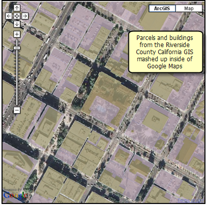 ArcGIS Server maps mashed up in Google Maps(TM)